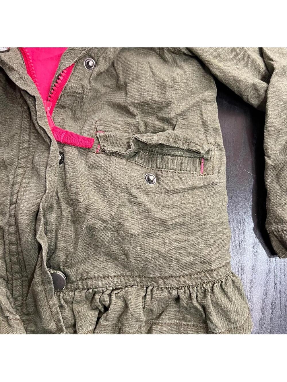 Pink and Green Spring/Fall Coat with Ruffled Hem - Picture 8 of 9